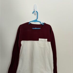 GAP Kids Maroon and White Long Sleeve Tee